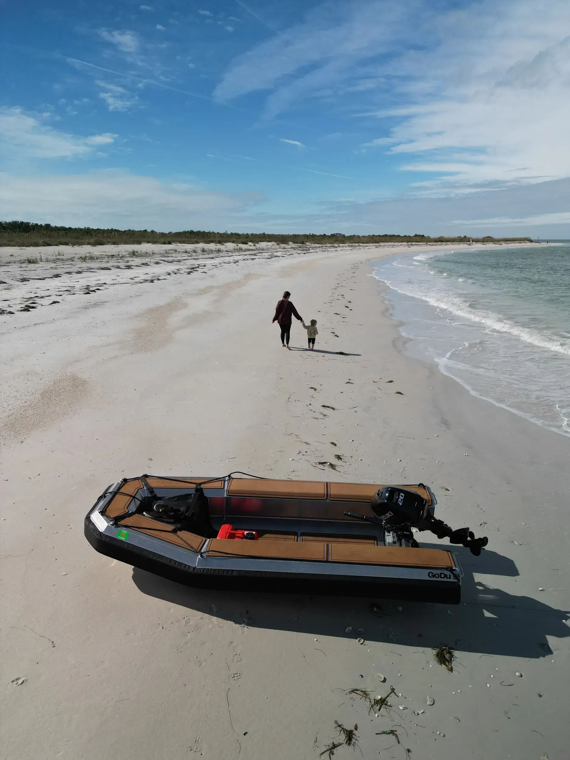 Dinghy ride to barrier island beach