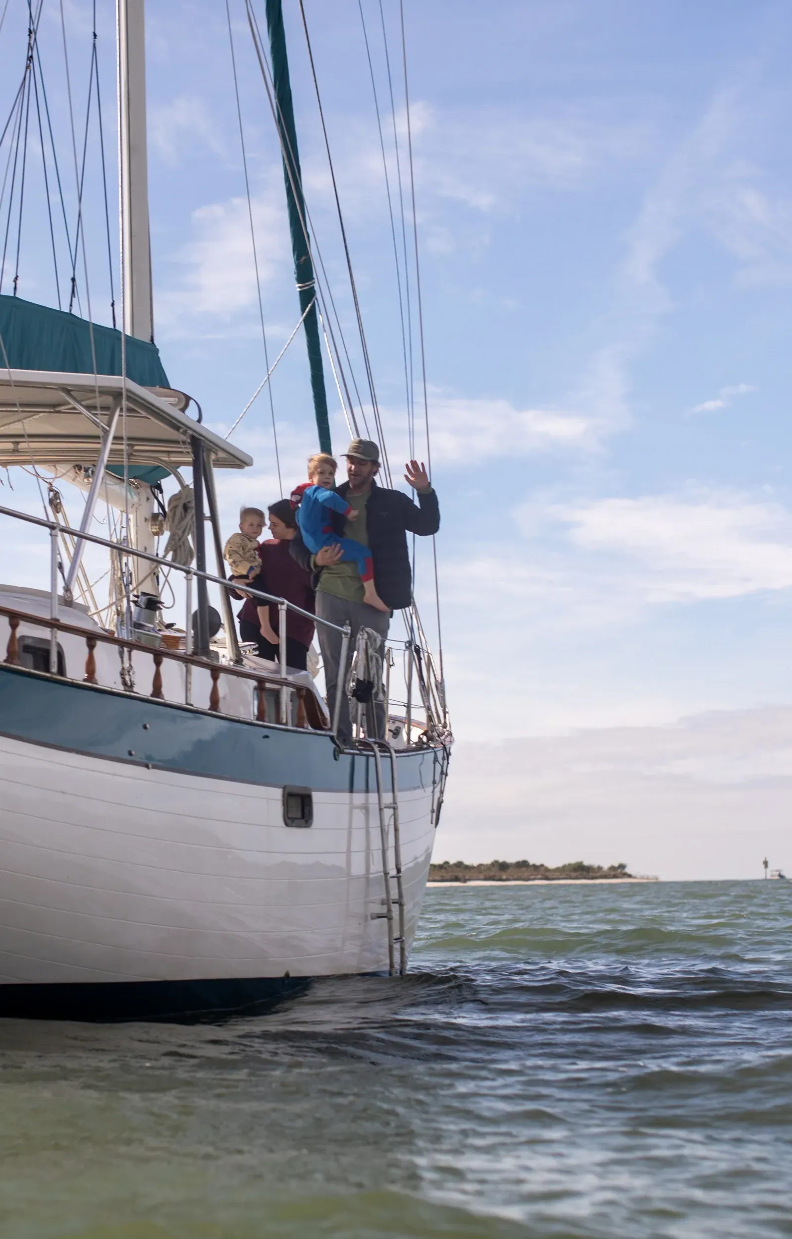 Family enjoying a sailing charter near the islands aboard SV Cay Michele