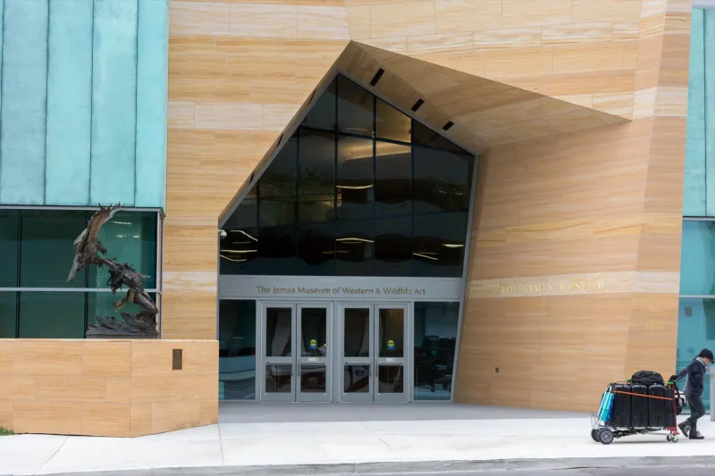 Sandstone entryway at the James Museum of Western and Wildlife Art in downtown St. Petersburg