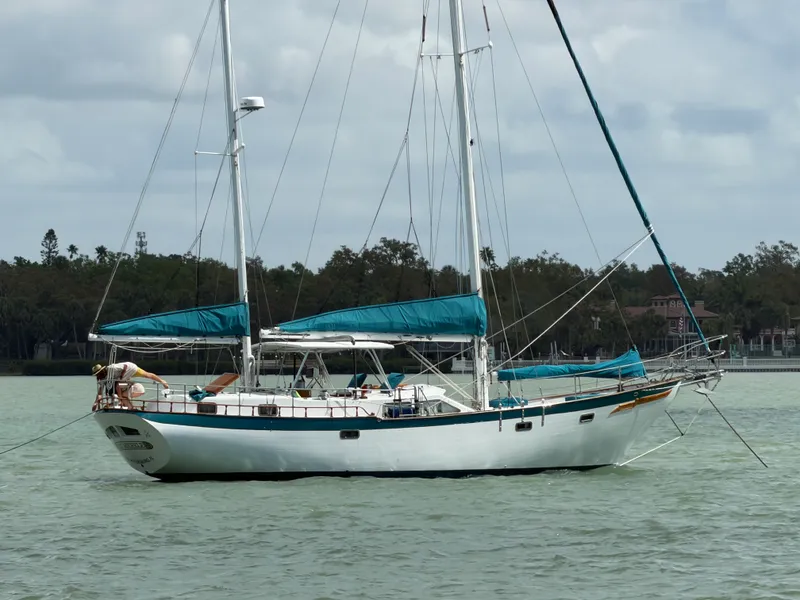 SV Cay Michele anchored at a St. Pete sandbar on the ICW