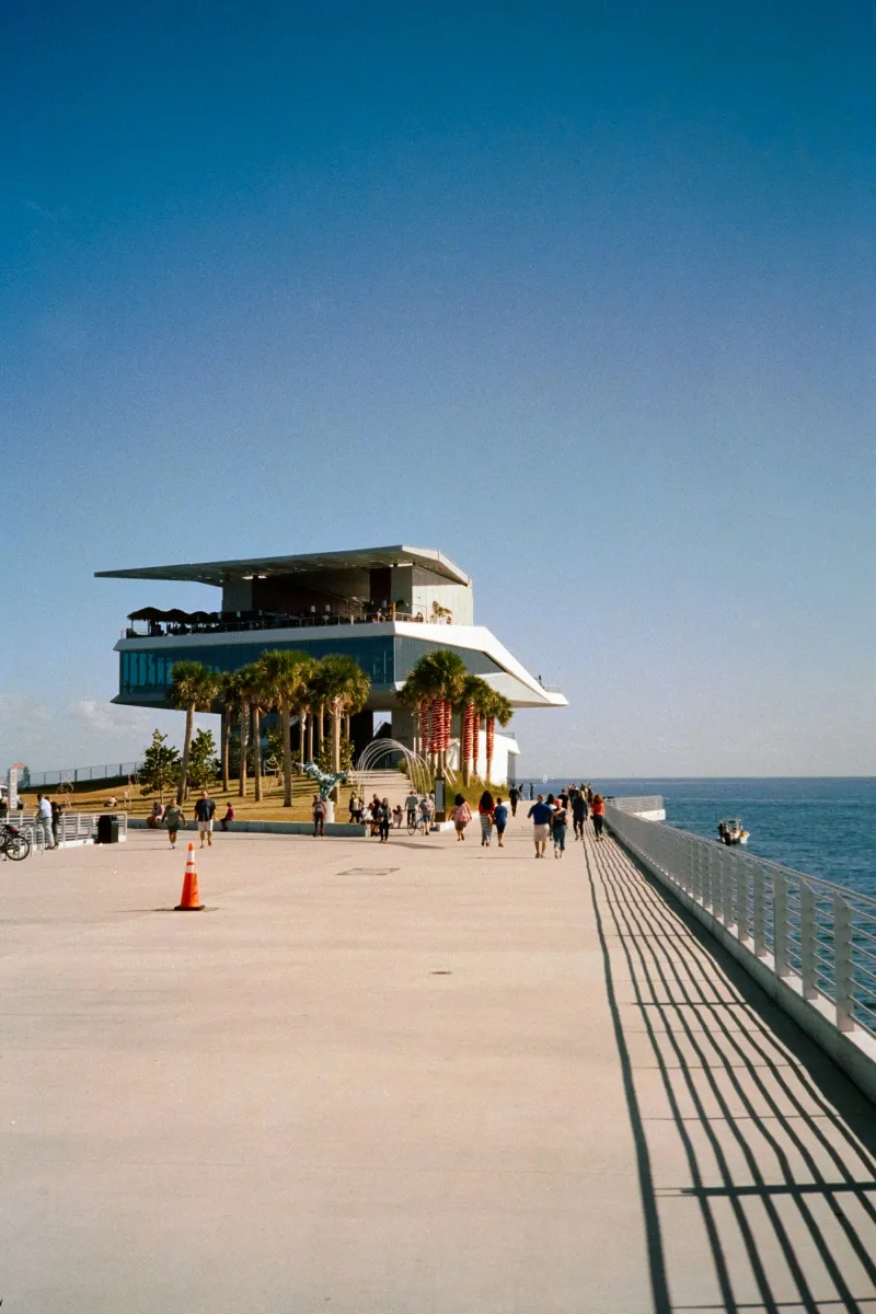 People walking the St. Pete Pier on Tampa Bay