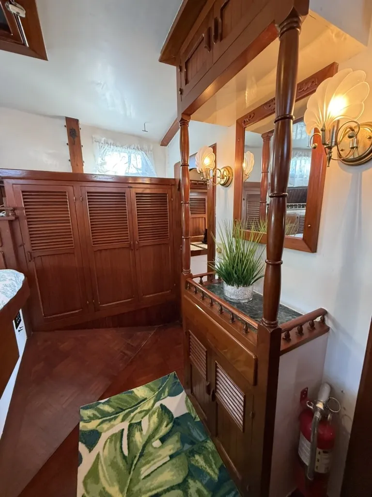 Aft cabin vanity and dressing area aboard SV Cay Michele