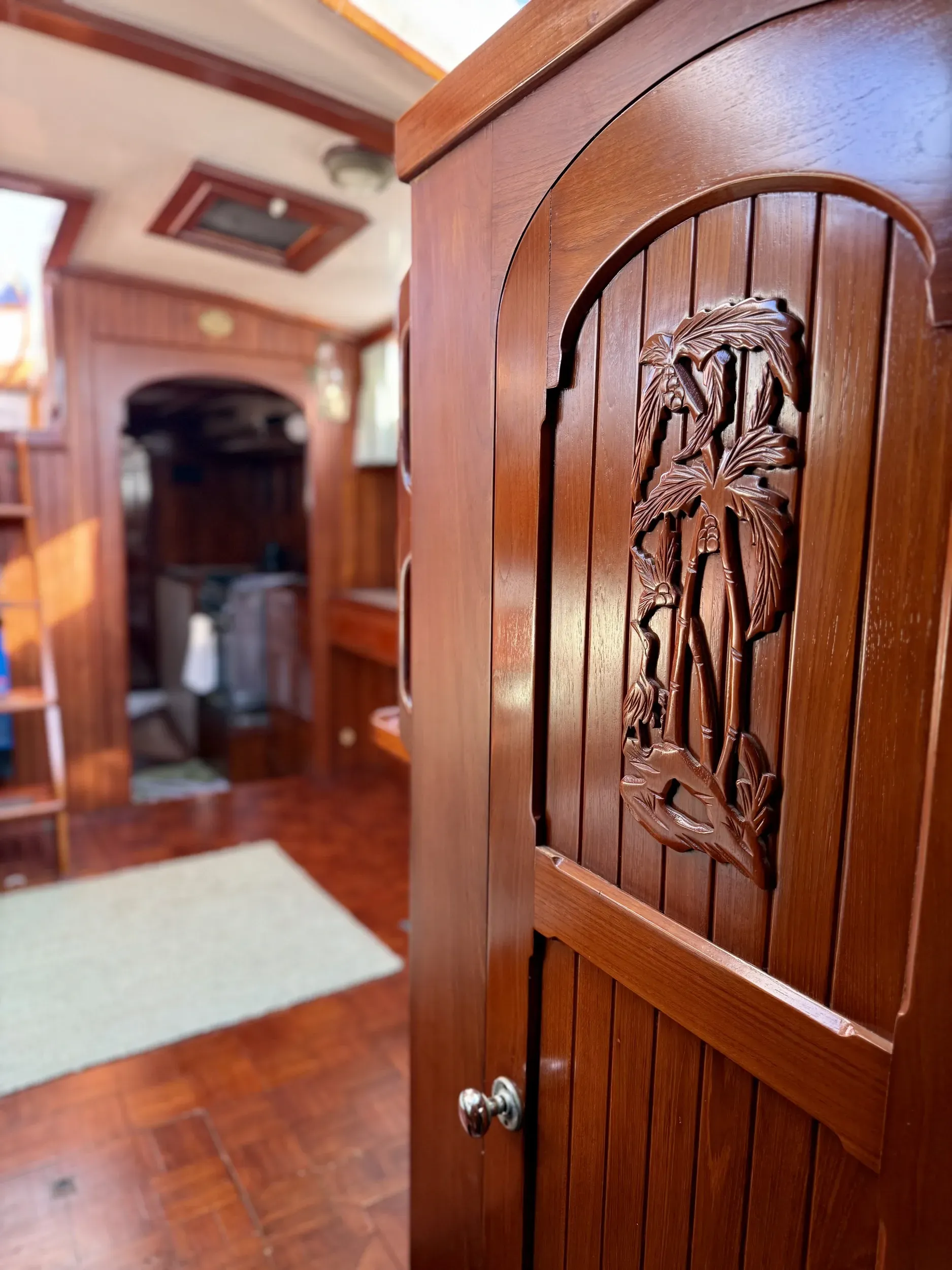 Detail of hand-carved teak door